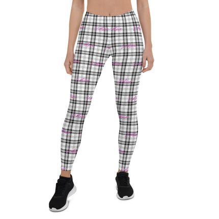 Native Plaid Pattern Black Adult Leggings
