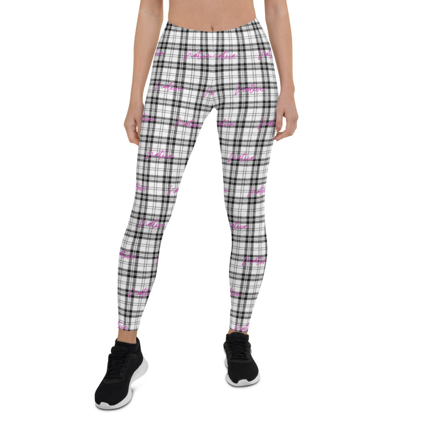Native Plaid Pattern Black Adult Leggings