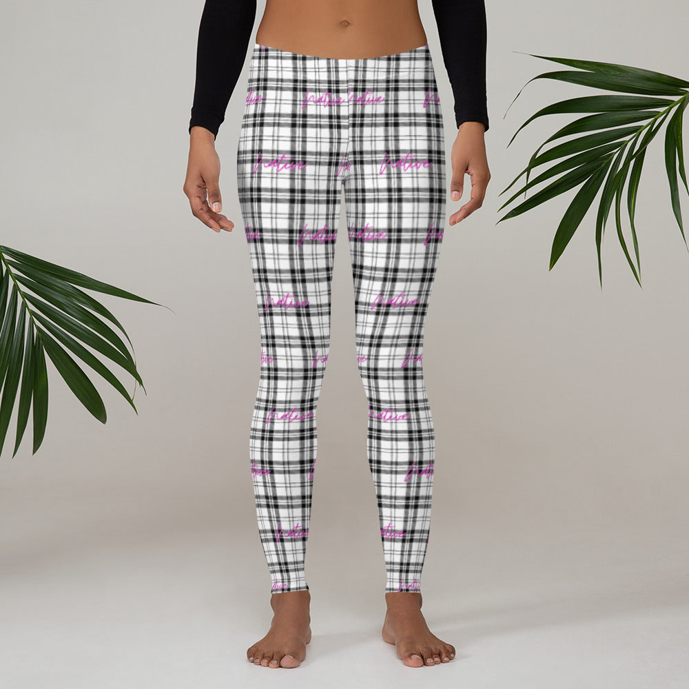 Native Plaid Pattern Black Adult Leggings