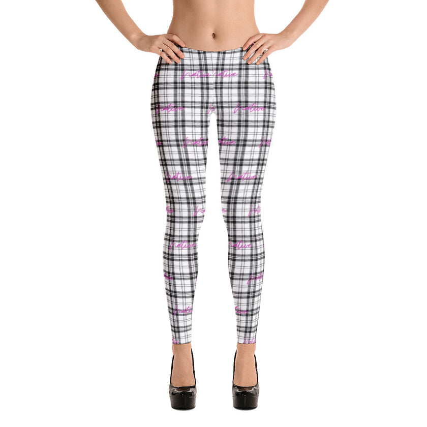 Native Plaid Pattern Black Adult Leggings