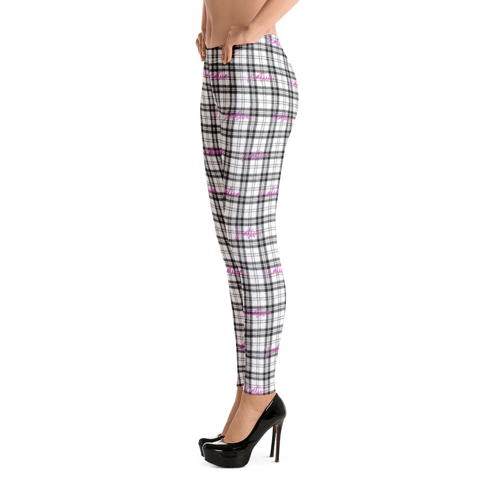 Native Plaid Pattern Black Adult Leggings