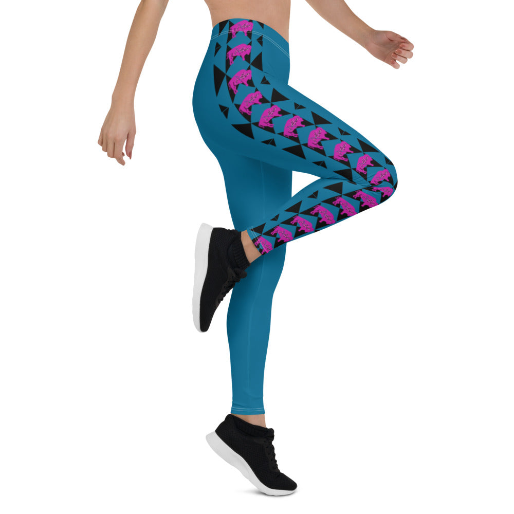 Native Bison Pink with Geometric Pattern Adult Leggings