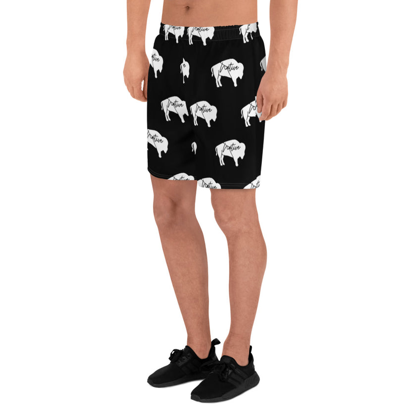 Native Bison White Men's Athletic Long Shorts