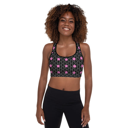 Pink Flower and Pattern Padded Sports Bra