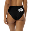 Native Bison White on Black Recycled high-waisted bikini bottom