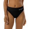 Native Bison White on Black Recycled high-waisted bikini bottom