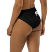 Native Bison White on Black Recycled high-waisted bikini bottom