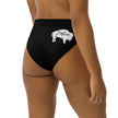 Native Bison White on Black Recycled high-waisted bikini bottom