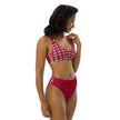 Indigenous Innii Aka Bison Rainbow on Red Recycled high-waisted bikini