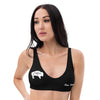 Native Bison White on Black Recycled padded bikini top