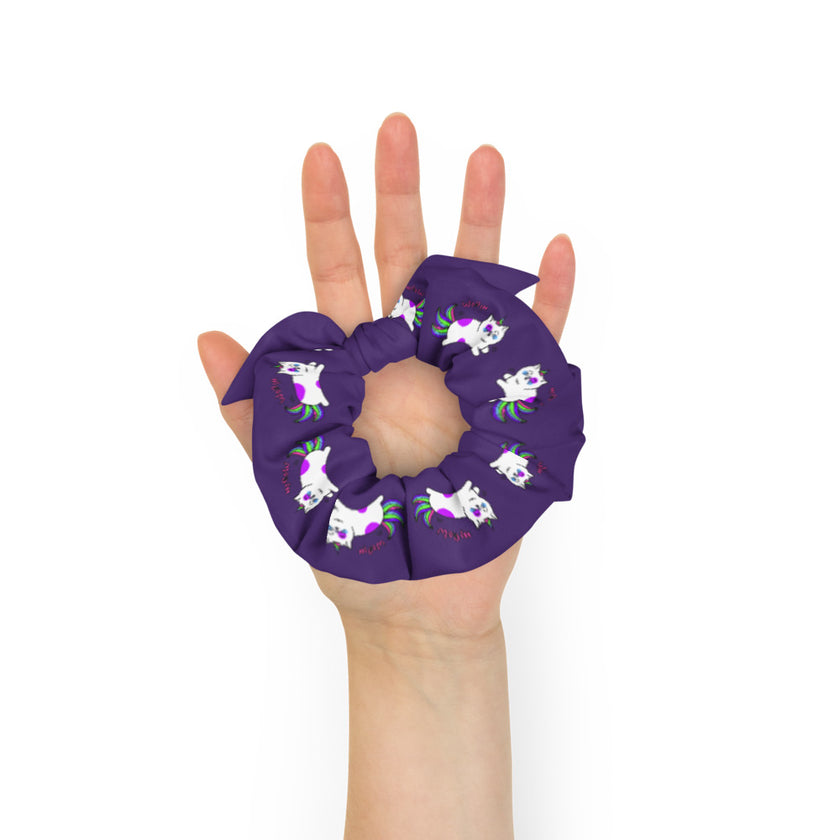 Cat Meow Kids Flying Purple Scrunchie