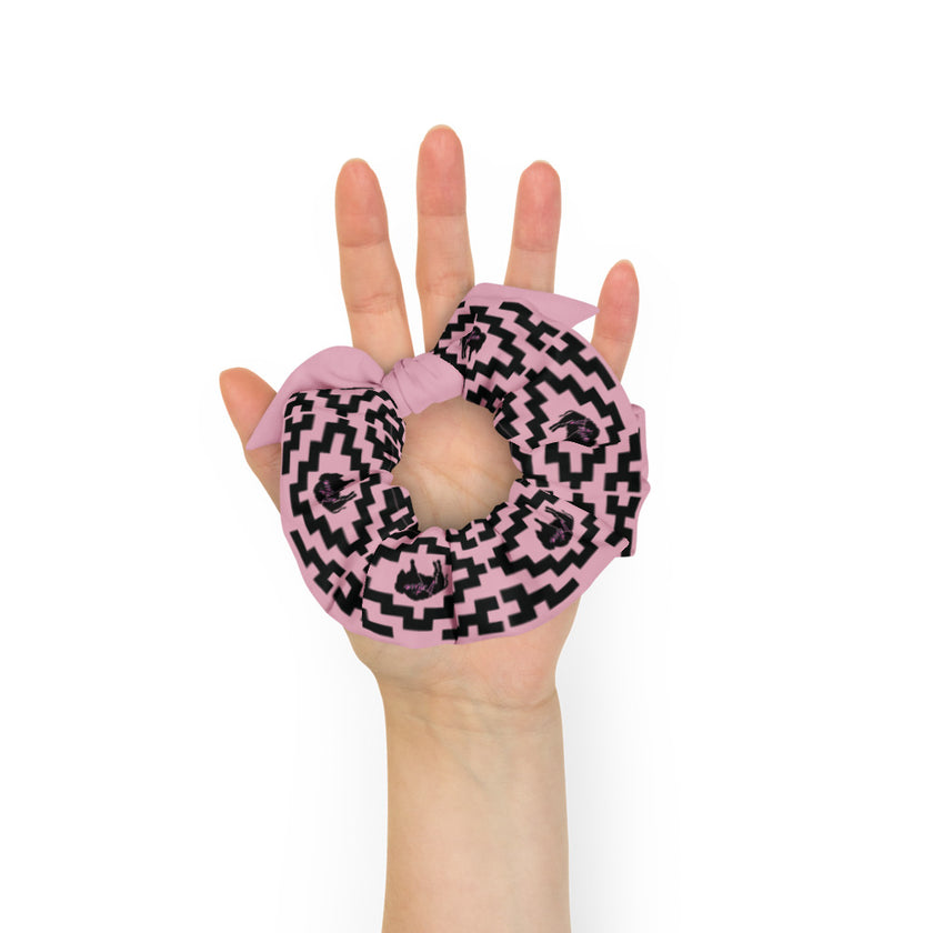 Native Bison Black with Pattern Pink Scrunchie