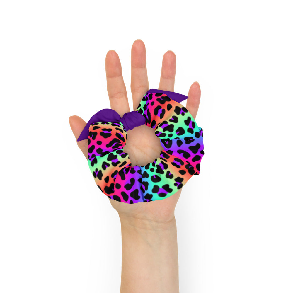 Cheetah Rainbow Scrunchie