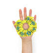 Pink and Teal Native Pattern on Yellow Scrunchie