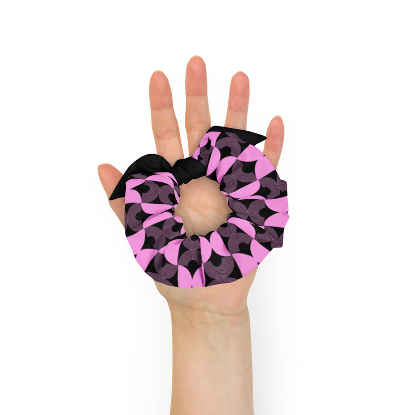 Black and Pink Geometric Hair Scrunchie