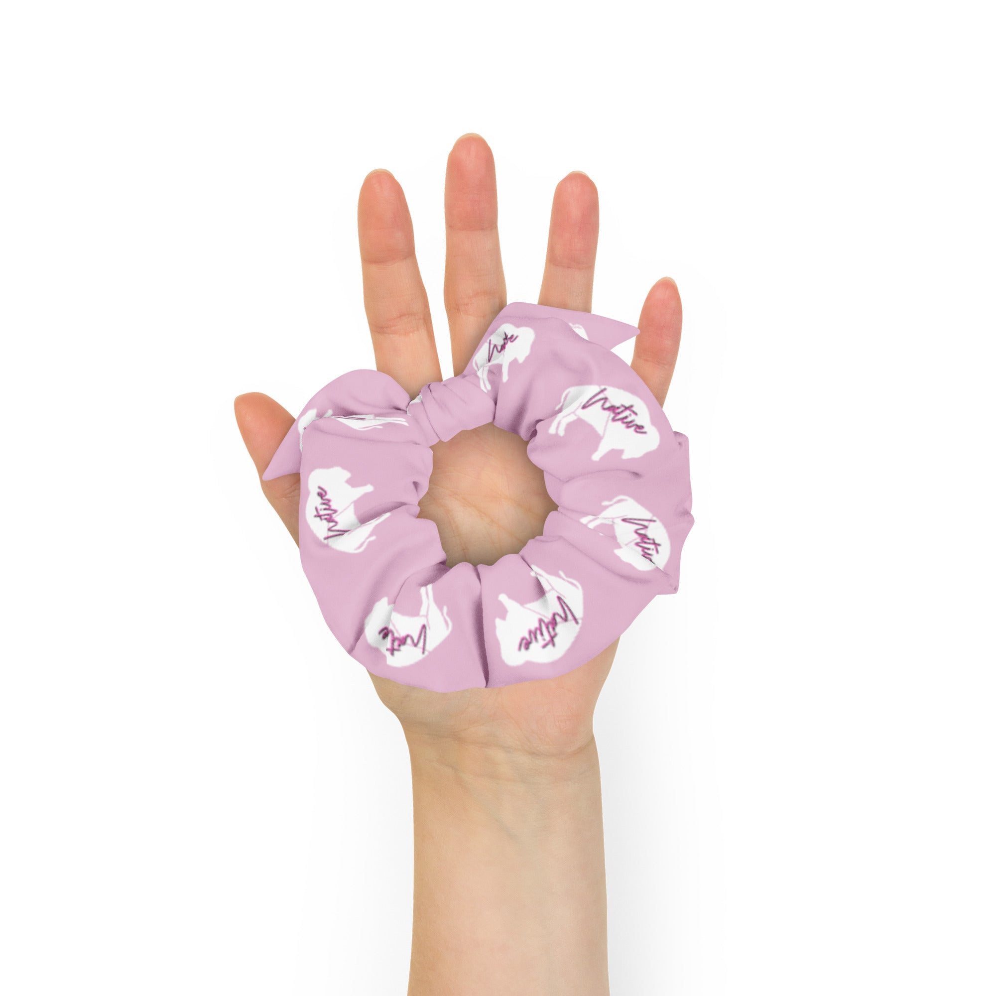 Native Bison Kids Pink White Scrunchie