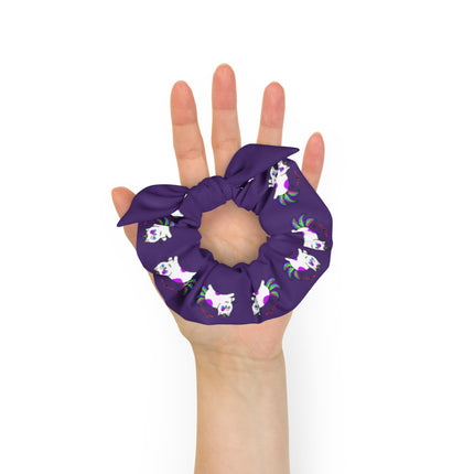 Cat Meow Kids Flying Purple Scrunchie