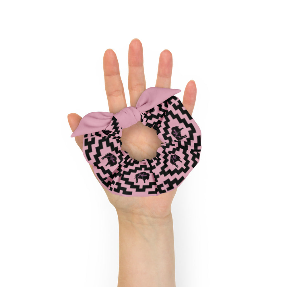 Native Bison Black with Pattern Pink Scrunchie