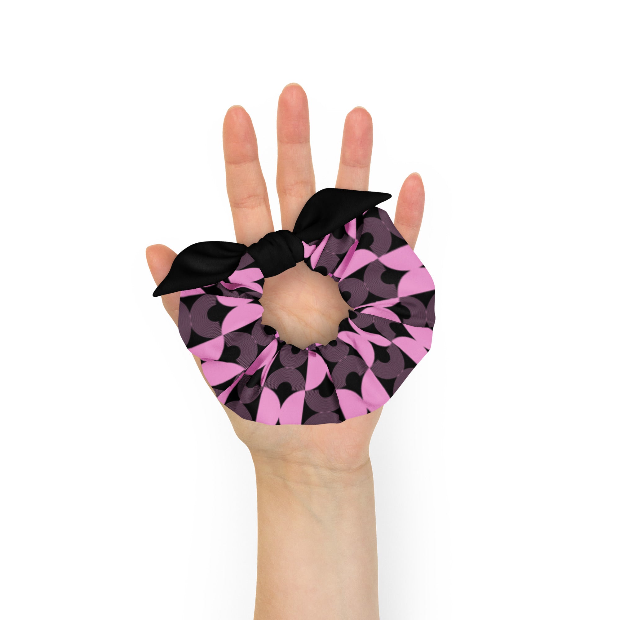 Black and Pink Geometric Hair Scrunchie