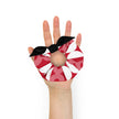 White Geometric pattern on Red Scrunchie