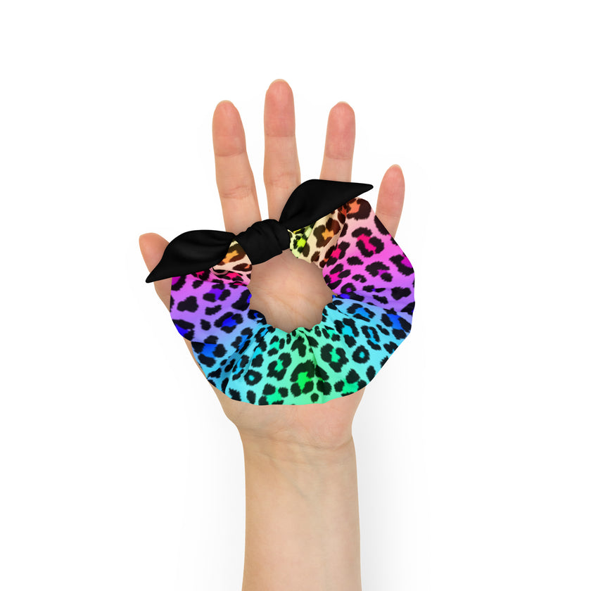 Rainbow Leopard Scrunchie