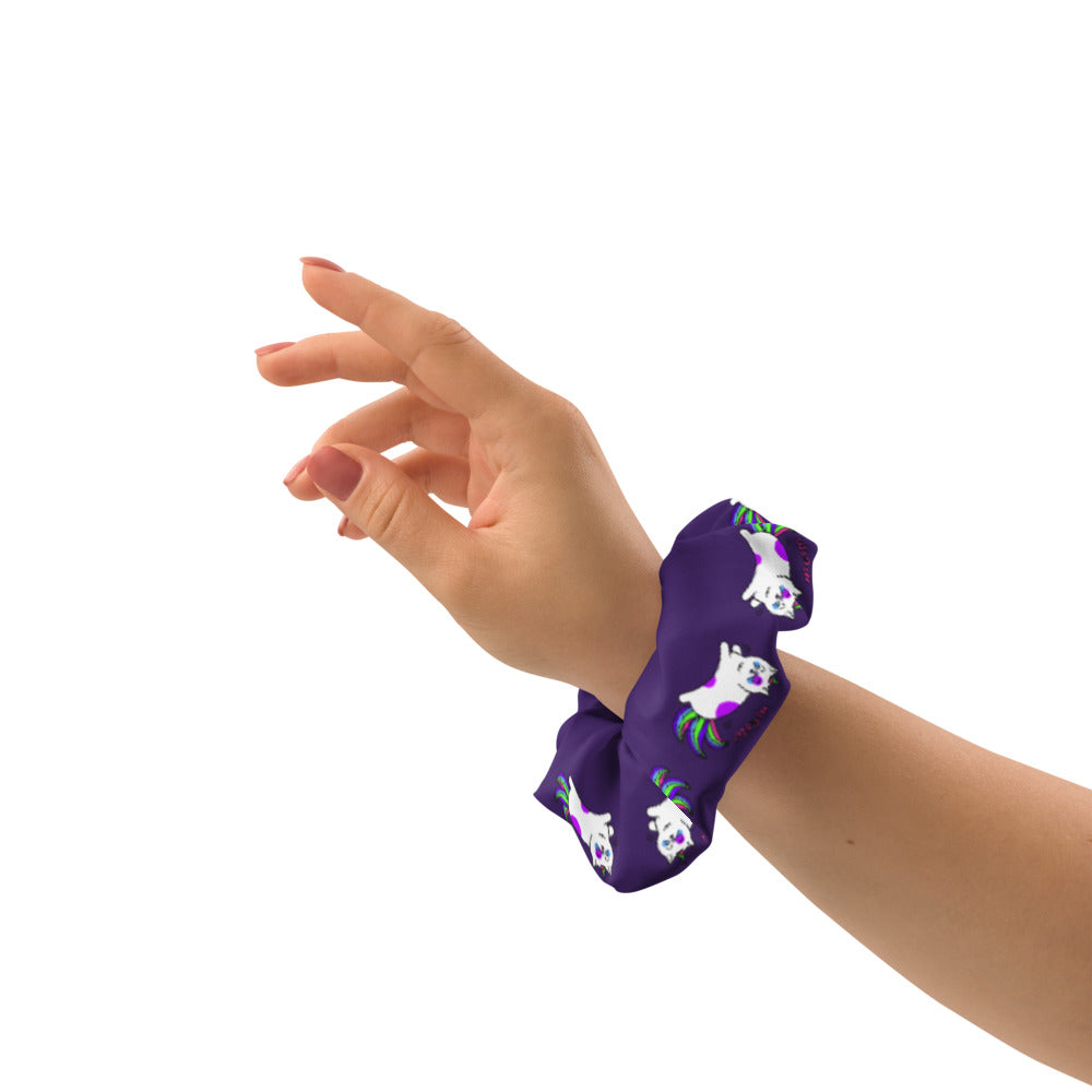 Cat Meow Kids Flying Purple Scrunchie