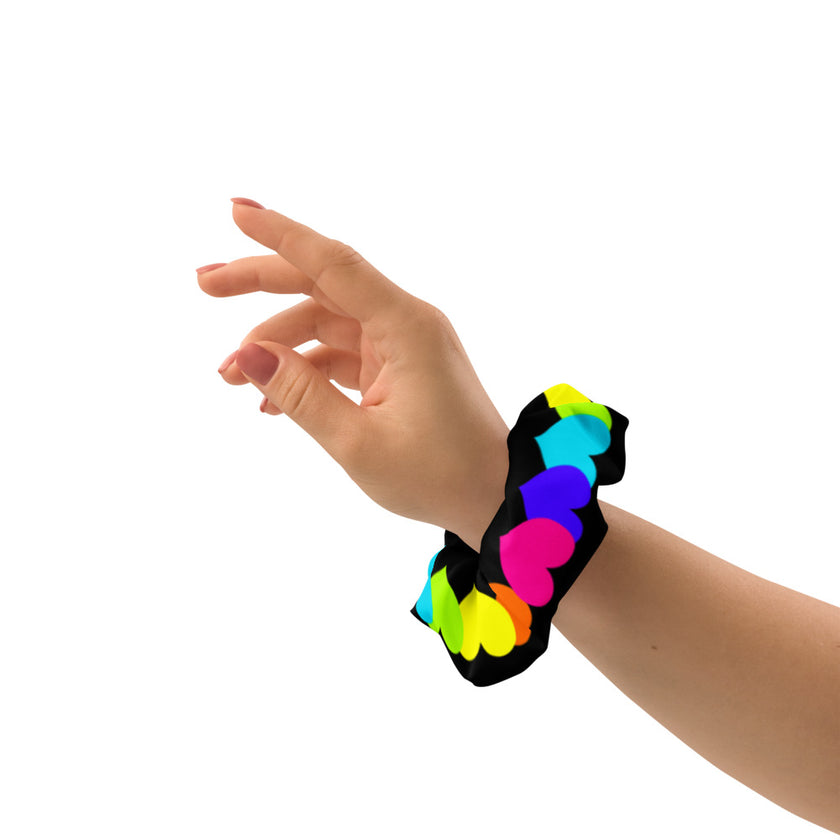 Heart Rainbow Scrunchie