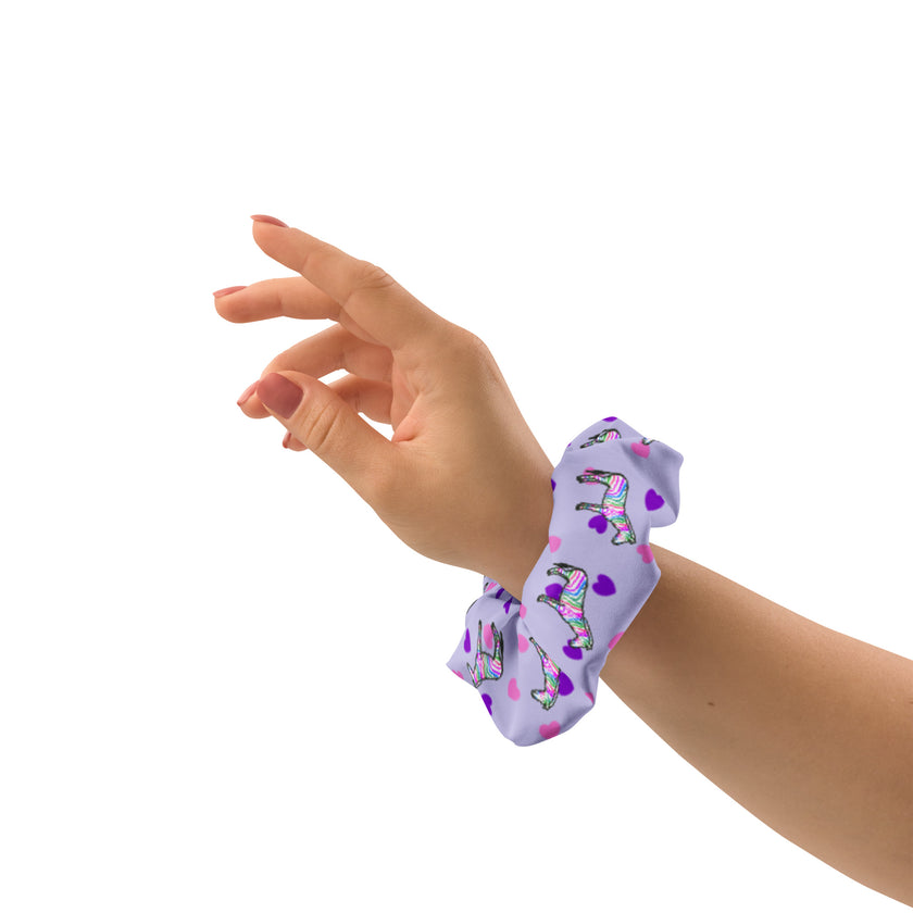 Rainbow Zebras on Purple Scrunchie