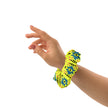 Pink and Teal Native Pattern on Yellow Scrunchie