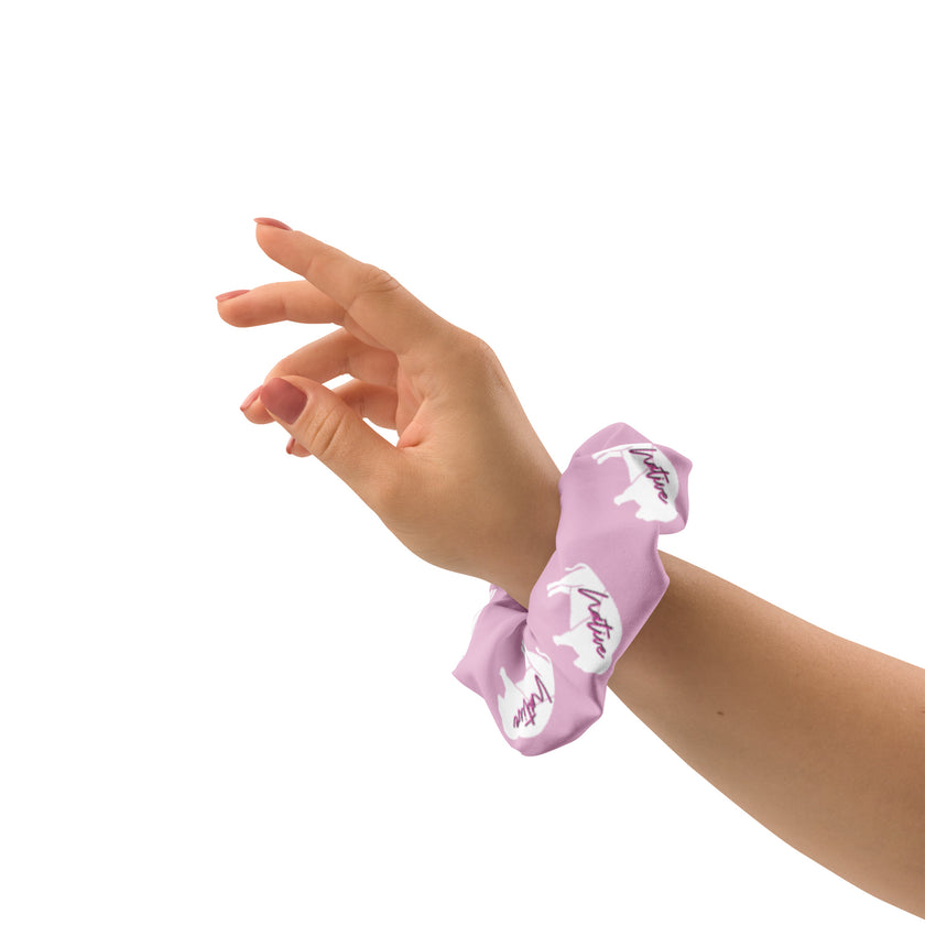 Native Bison Kids Pink White Scrunchie
