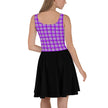 Purple Plaid with White Flower Skater Dress Yoga & Positive Vibes