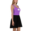 Purple Plaid with White Flower Skater Dress Yoga & Positive Vibes