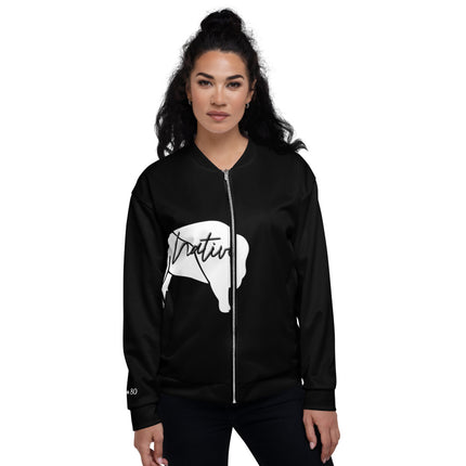 Native Bison White Unisex Bomber Jacket