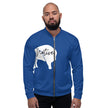 Native Bison White/Blue Unisex Bomber Jacket