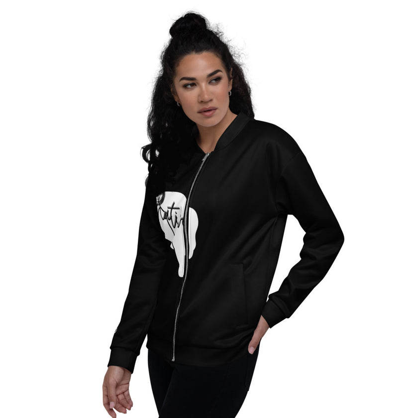 Native Bison White Unisex Bomber Jacket