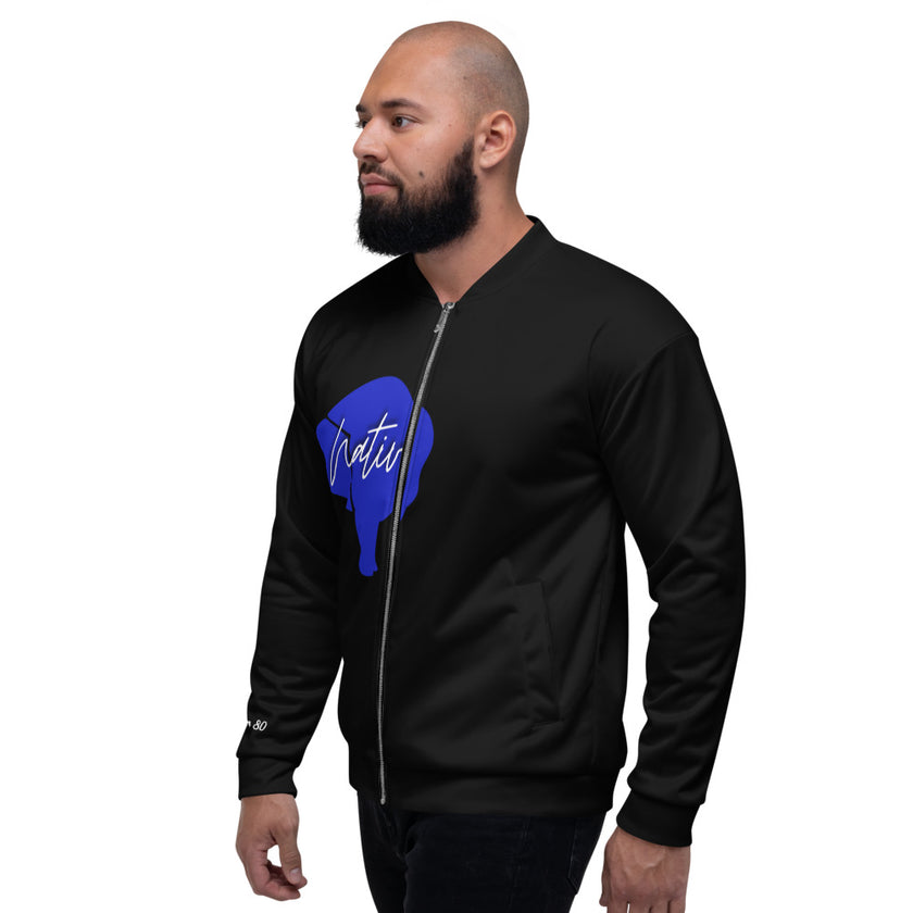 Native Bison Blue Unisex Bomber Jacket