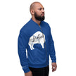Native Bison White/Blue Unisex Bomber Jacket