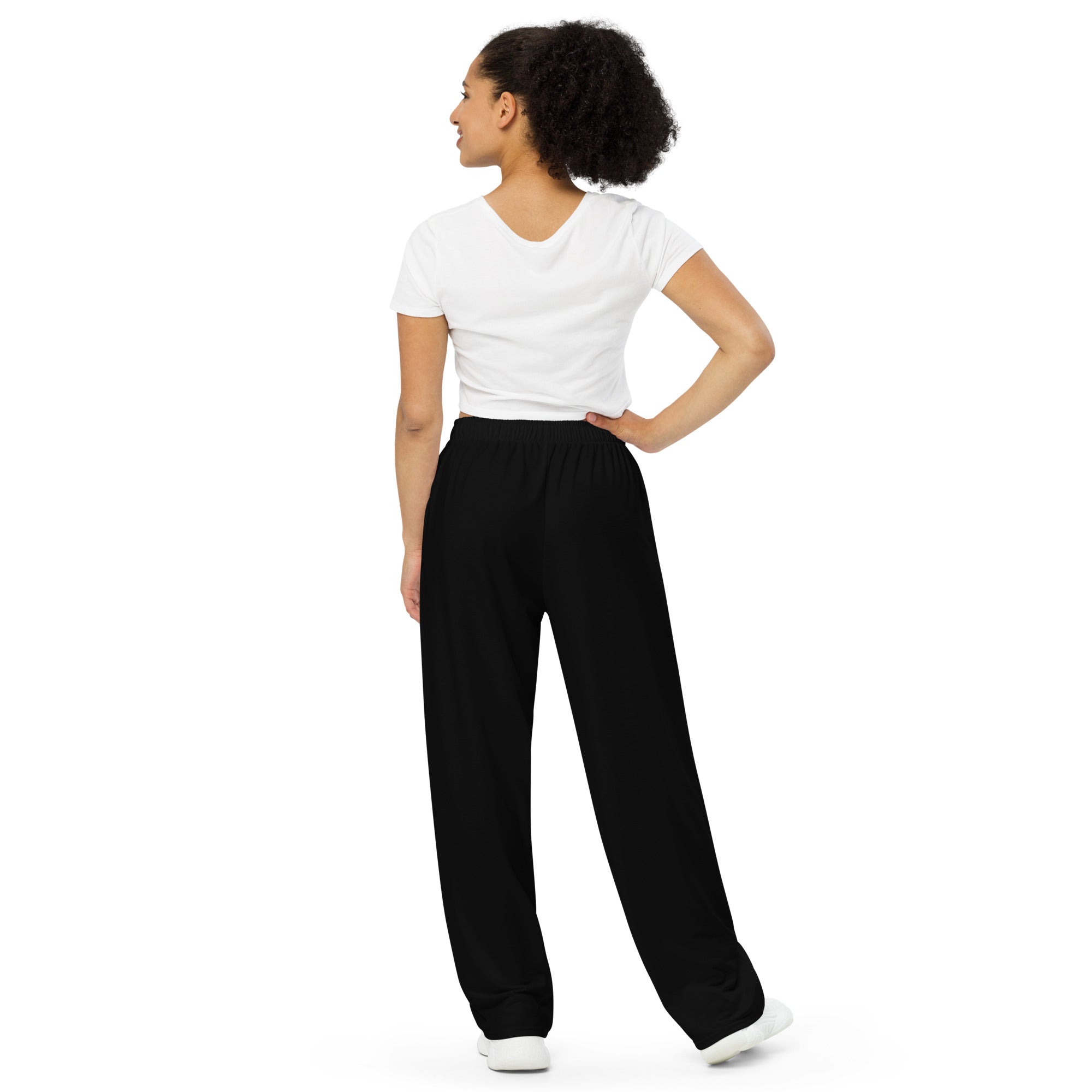 Pink and Black pattern Positive Vibes unisex wide-leg pants