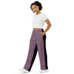 Pink and Black pattern Positive Vibes unisex wide-leg pants