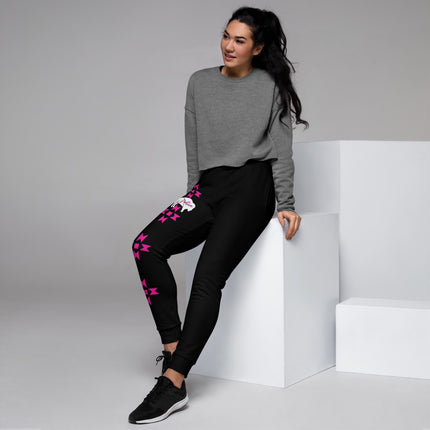 Pink Bison and Geometric Native Pattern Women's Joggers