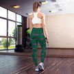 Pink Flower Emerald Green Positive vibes Yoga Leggings