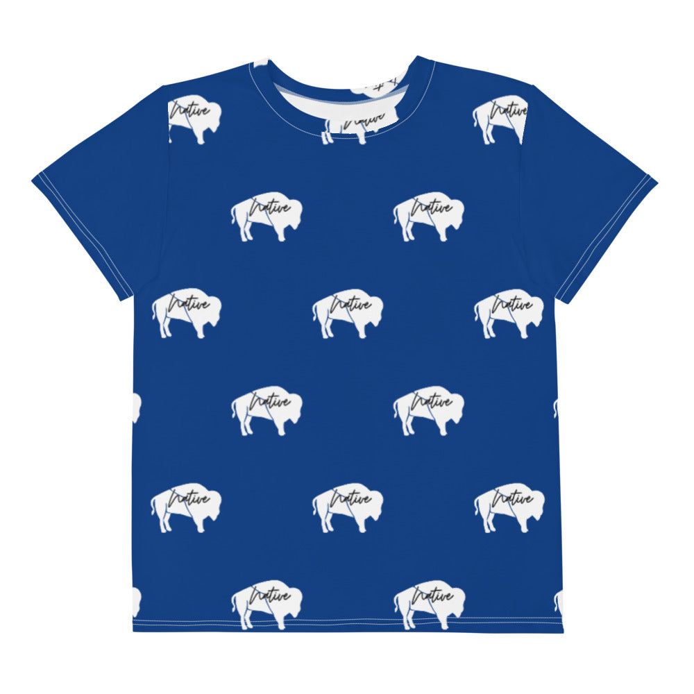 Native Bison White Youth crew neck t-shirt