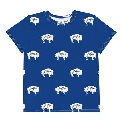 Native Bison White Youth crew neck t-shirt