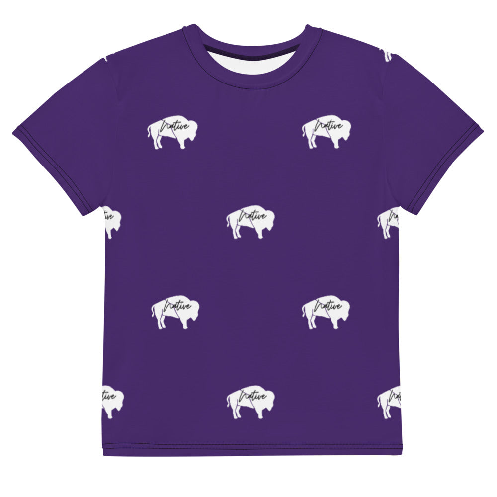 Native Bison White Youth crew neck t-shirt