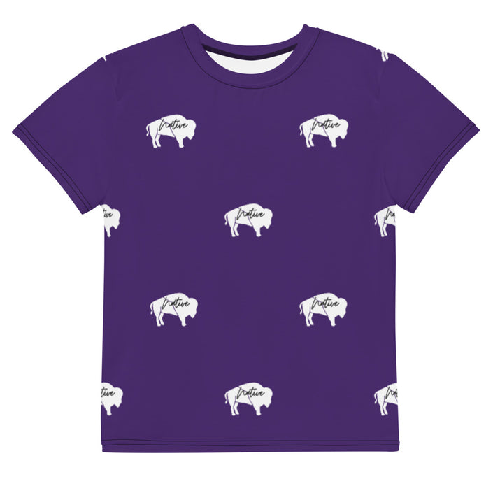 Native Bison White Youth crew neck t-shirt