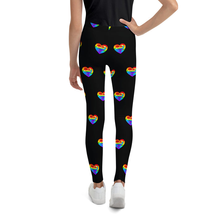 Rainbow Heart Black Youth Leggings