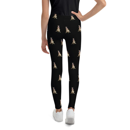 Mittens the Cat lounging Black Youth Leggings