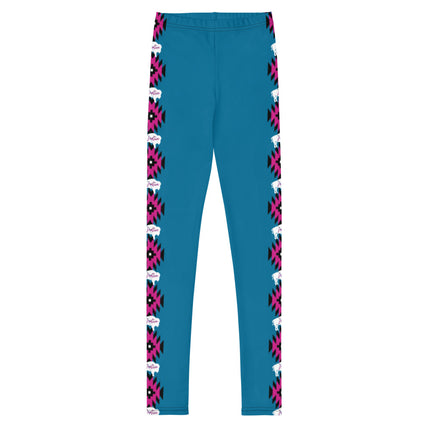 Native Bison White with Pattern Pink/Black Youth Leggings