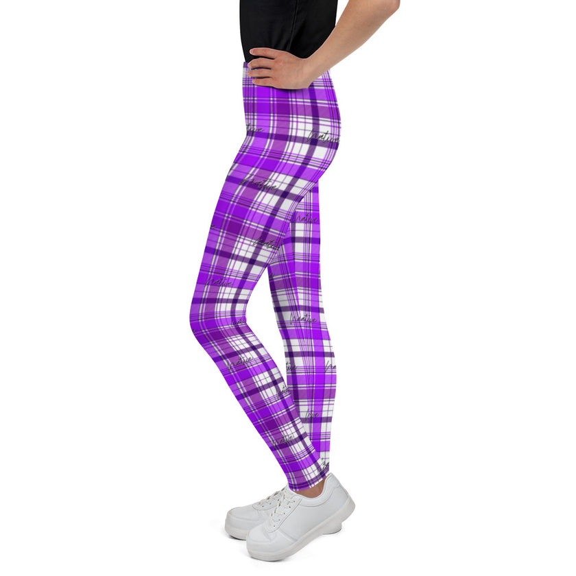 Native Plaid Purple Youth Leggings