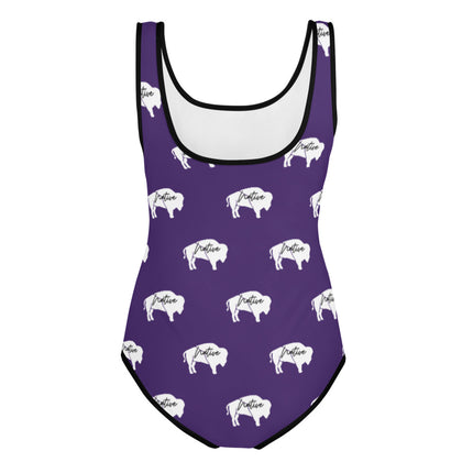 Native Bison White All-Over Print Youth Swimsuit